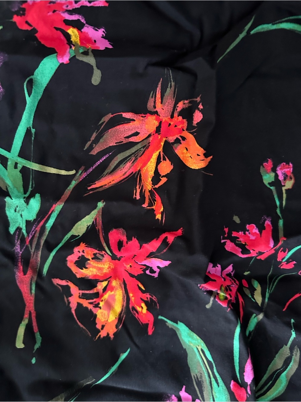 bp Black Wide-Leg Floral Pants with Pink and Orange Blooms - Picture 3 of 3